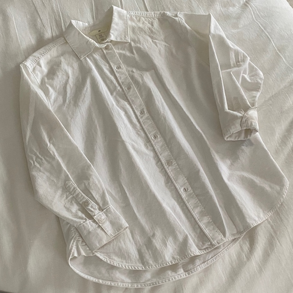 H&M White Oxford Oversized Button Down Shirt